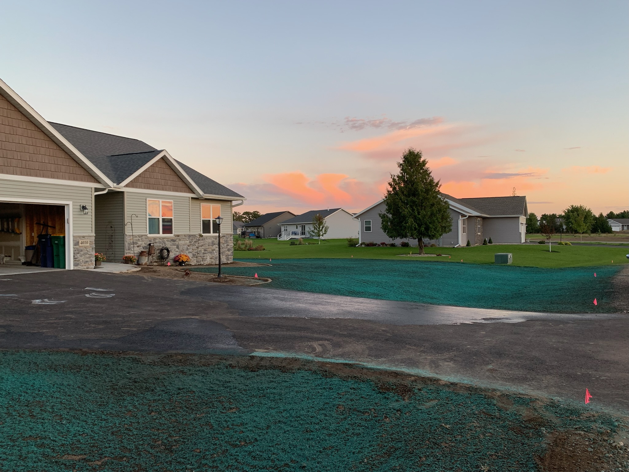 Hydroseed installation and new lawn work at a Stevens Point property